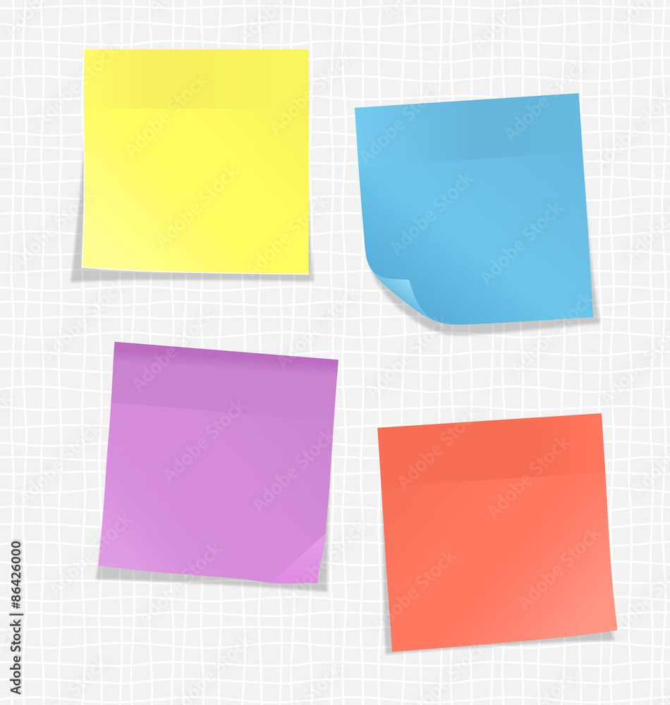 Fototapeta premium Multicolored stickers for note on white background