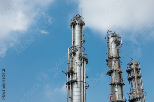 Process Columns of Natural Gas Plant with blue sky background