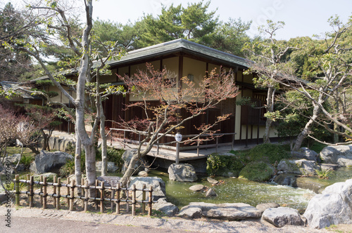 Japanese garden in Osaka turumi,Japan.