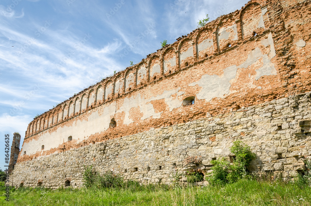 The collapsed ruins of the old castle walls near Lviv in Ukraine