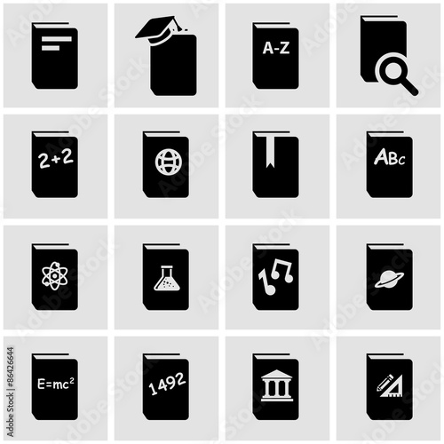 Vector black schoolbook icon set