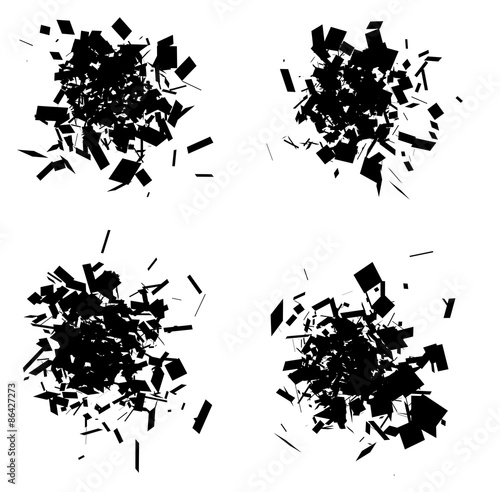 exploded icon black silhouette collection over white
