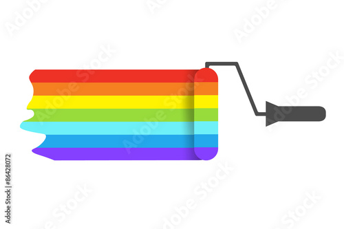 Painting roller and rainbow color stroke