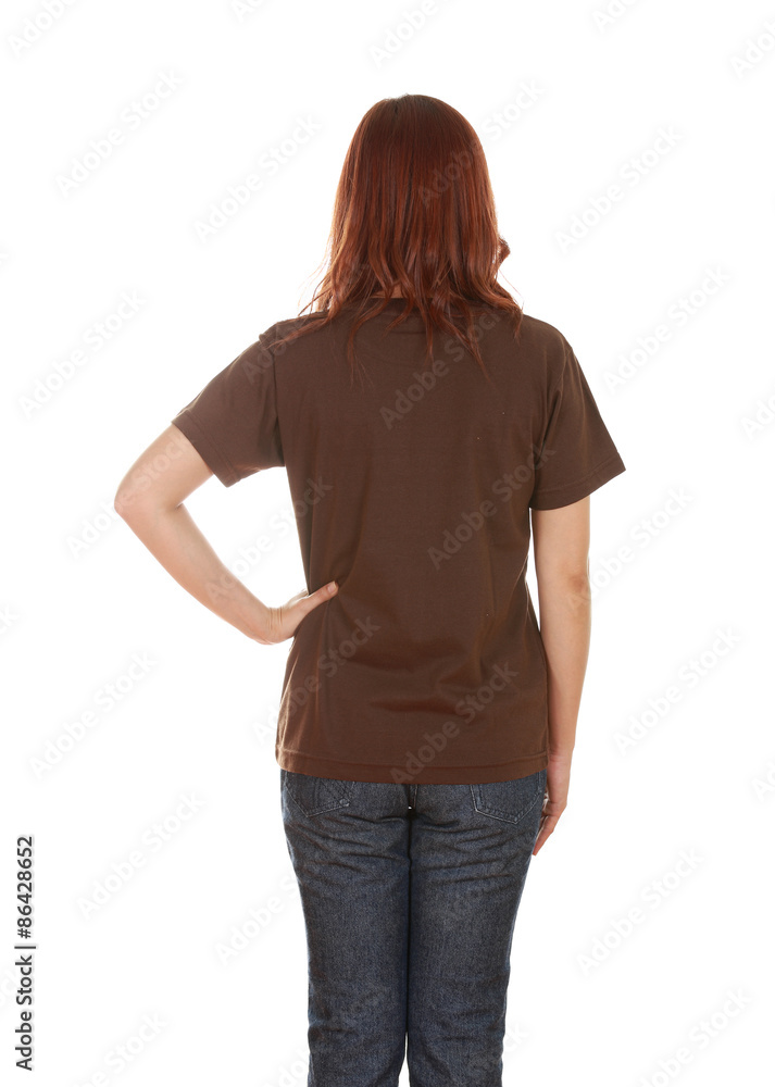 female with blank t-shirt (back side) female with blank t-shirt (back side)