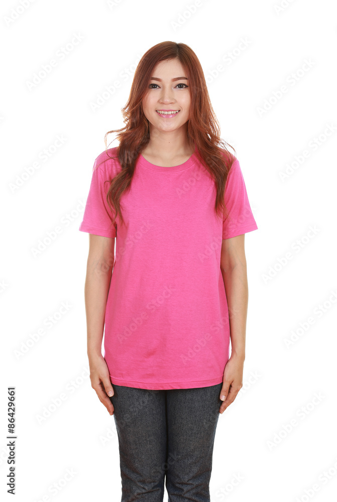 Fototapeta premium young beautiful female with blank t-shirt