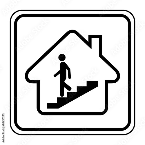 Logo maison et escalier.