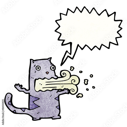 cartoon cat with bad breath