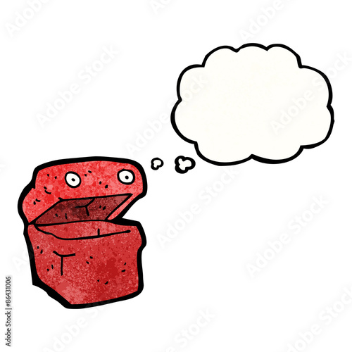 box cartoon character with thought bubble