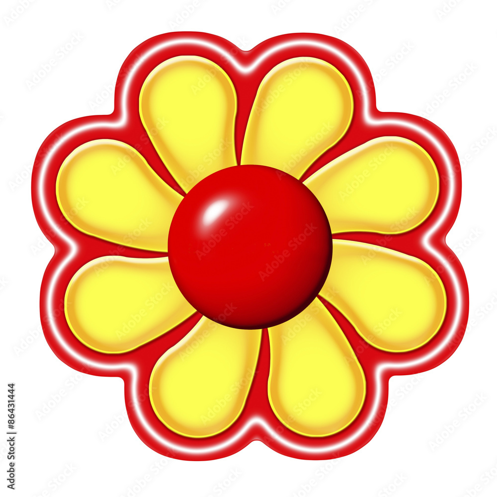 Red and yellow flower head isolated on white Red and yellow flower head isolated on white