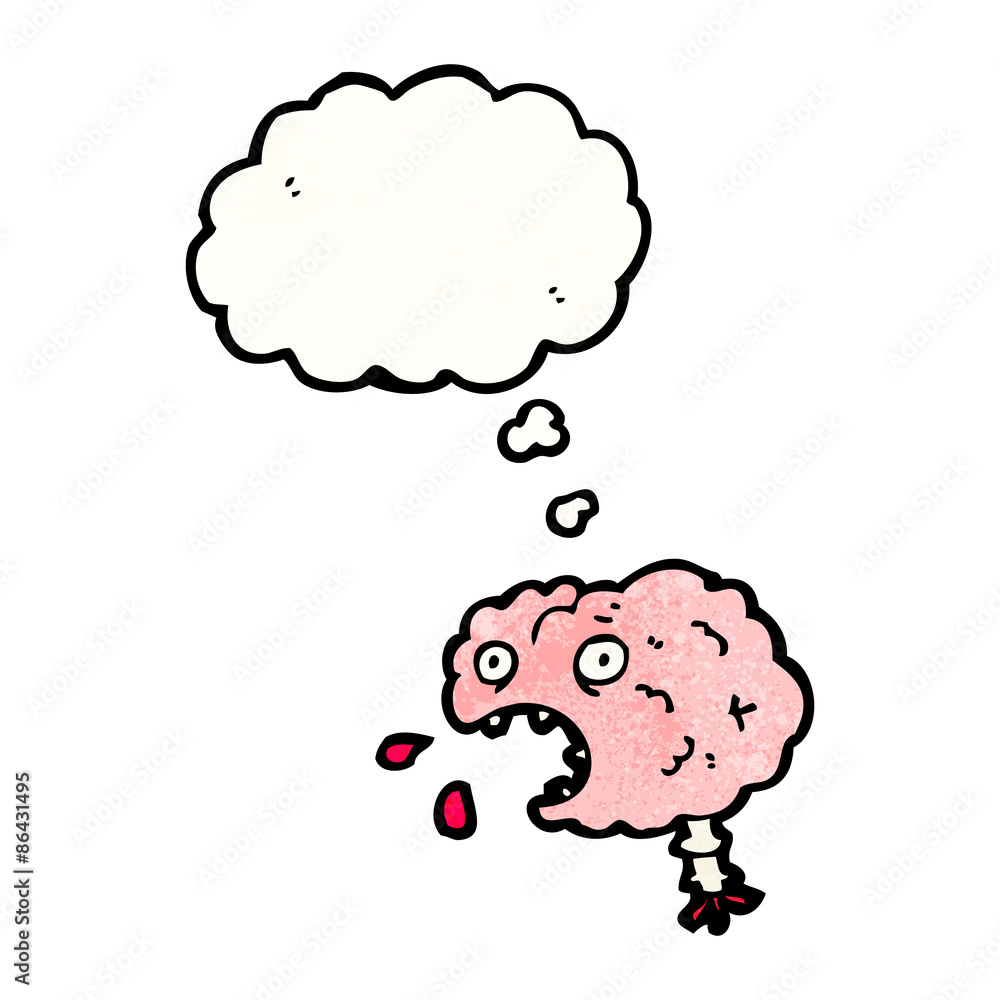 cartoon brain with thought bubble cartoon brain with thought bubble