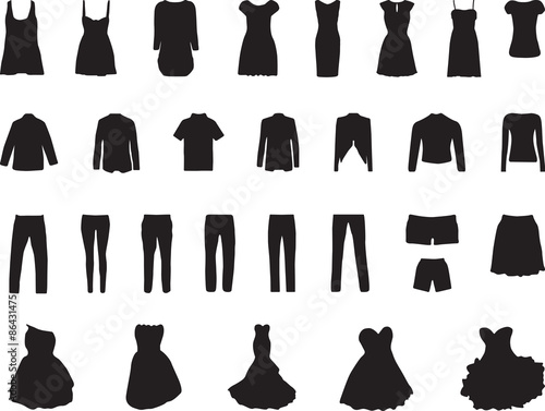 Clothes collection illustrated on white