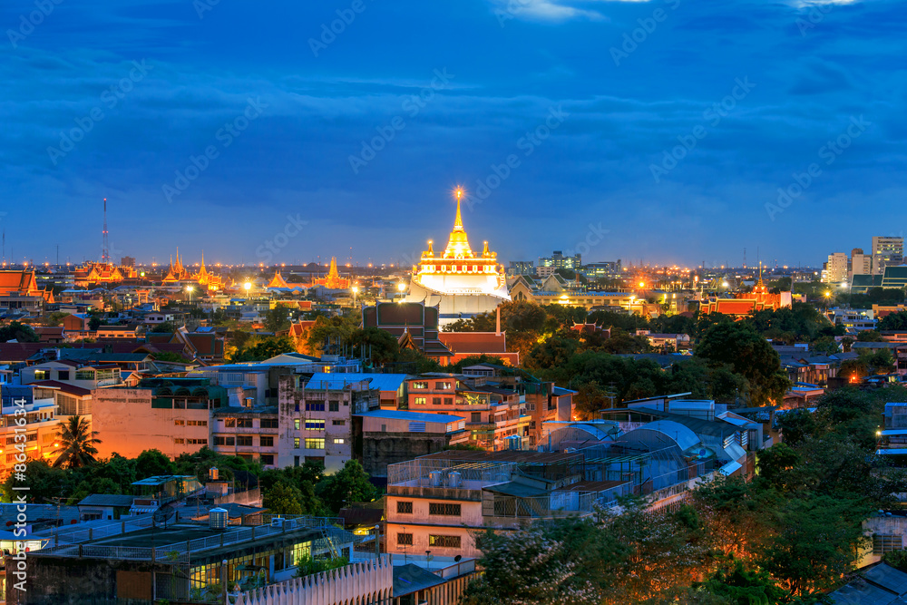Naklejka premium Golden Mountain Temple, Wat Saket Bangkok