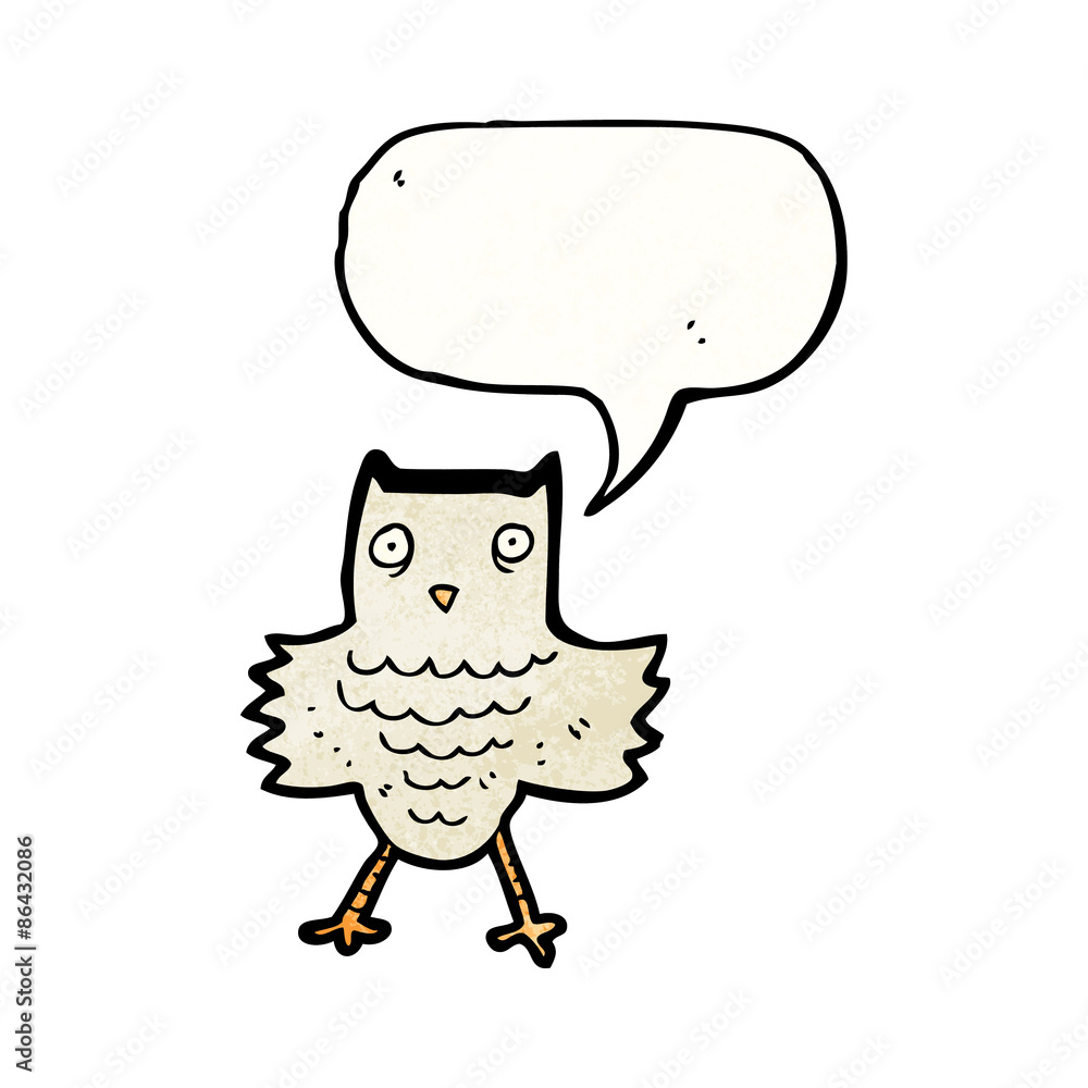 owl with speech bubble cartoon