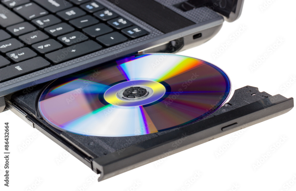 Electronic collection - Laptop with open DVD tray Electronic collection - Laptop with open DVD tray