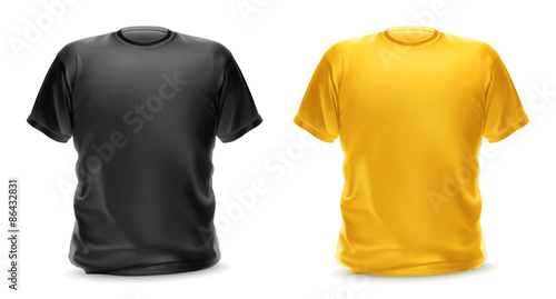 Black and yellow t-shirt, vector isolated object