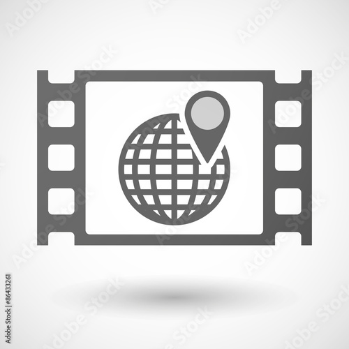 35mm film frame with a world globe