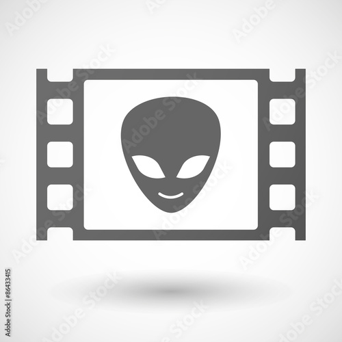35mm film frame with an alien face
