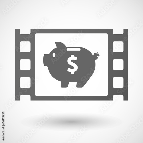 35mm film frame with a piggy bank