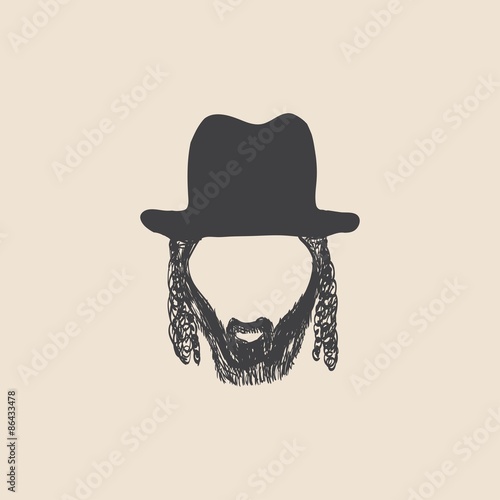 man with long beard and hat. sketch style
