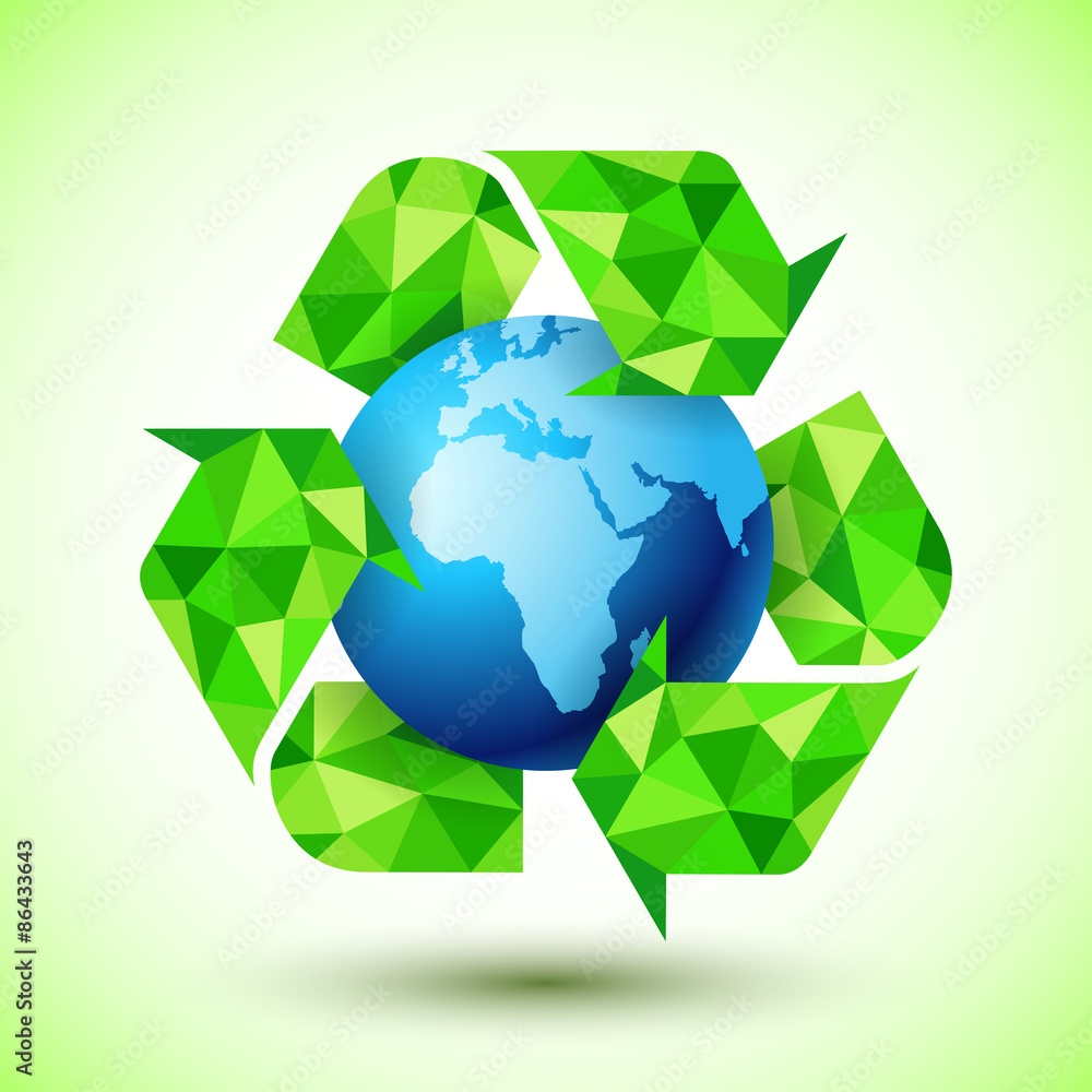 Recycling Symbol with Blue Globe
