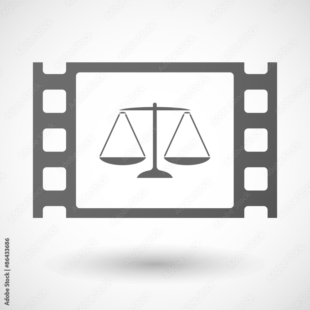 Obraz premium 35mm film frame with a justice weight scale sign