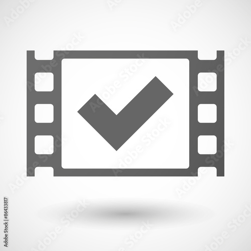 35mm film frame with a check mark