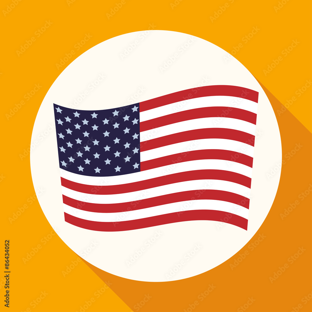 Obraz Icon America flag on white circle with a long shadow