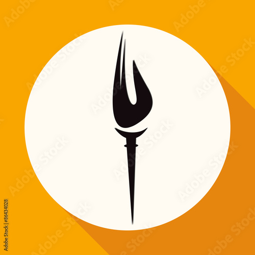 Icon Burning torch on white circle with a long shadow