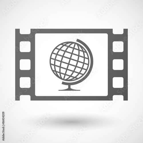 35mm film frame with a world globe