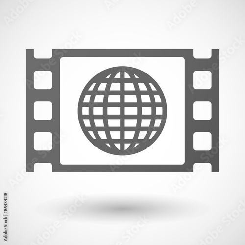 35mm film frame with a world globe
