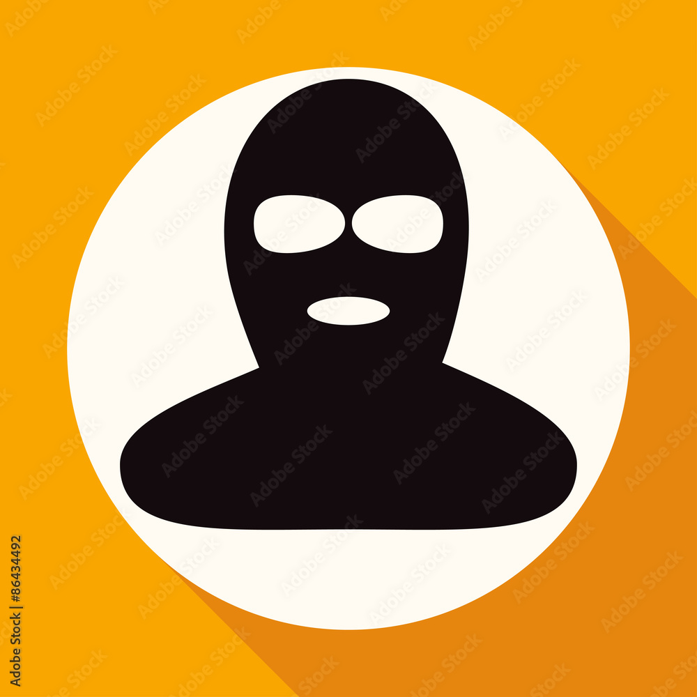 Icon offender on white circle with a long shadow Icon offender on white circle with a long shadow