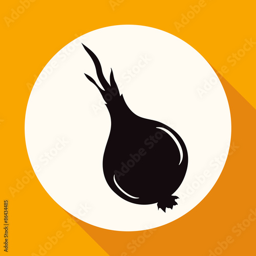 Icon onion on white circle with a long shadow