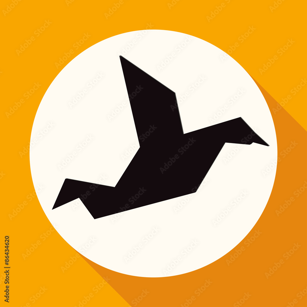 Icon eagle on white circle with a long shadow Icon eagle on white circle with a long shadow