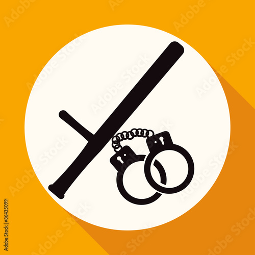 Icon modern police on white circle with a long shadow