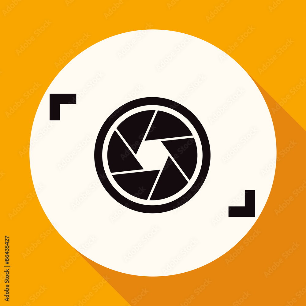 Icon Camera on white circle with a long shadow Icon Camera on white circle with a long shadow