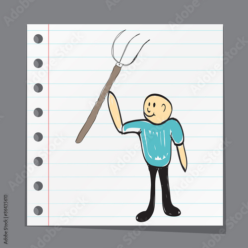 farmer with a pitchfork , illustrator