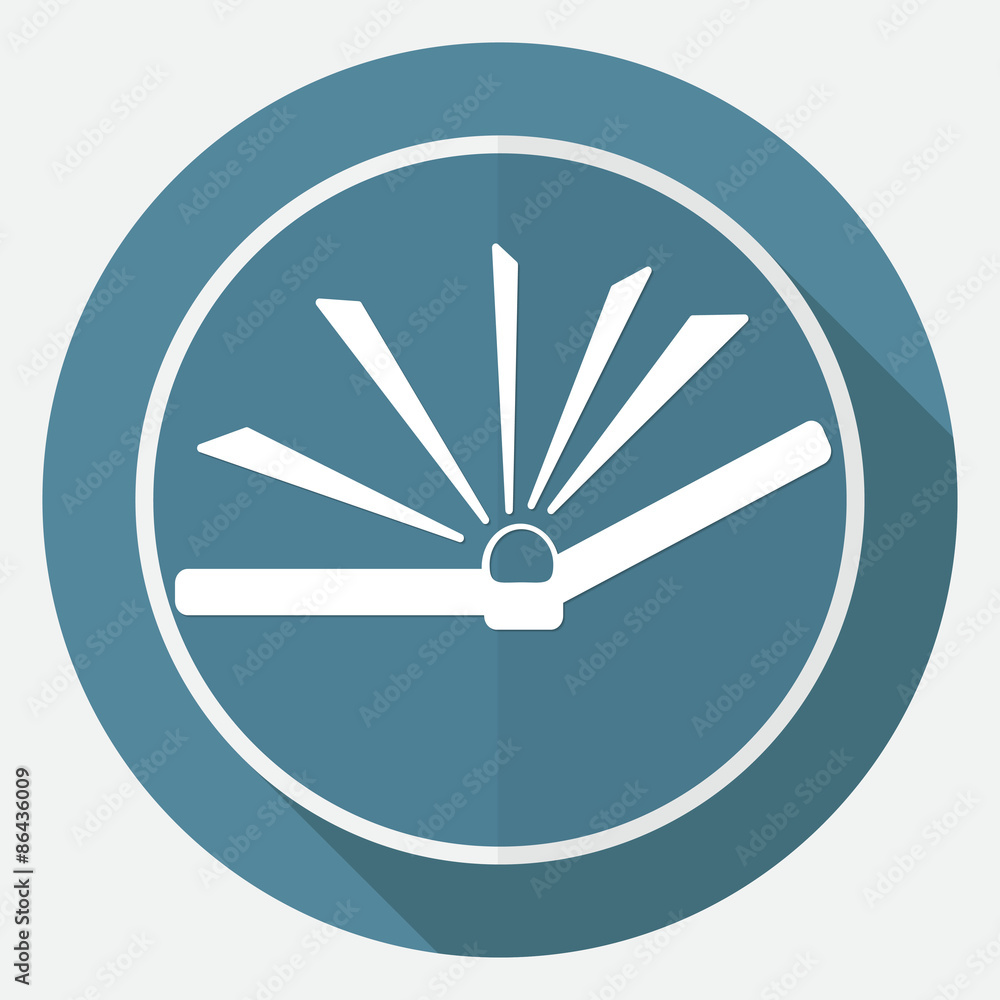 Book icon on white circle with a long shadow Book icon on white circle with a long shadow