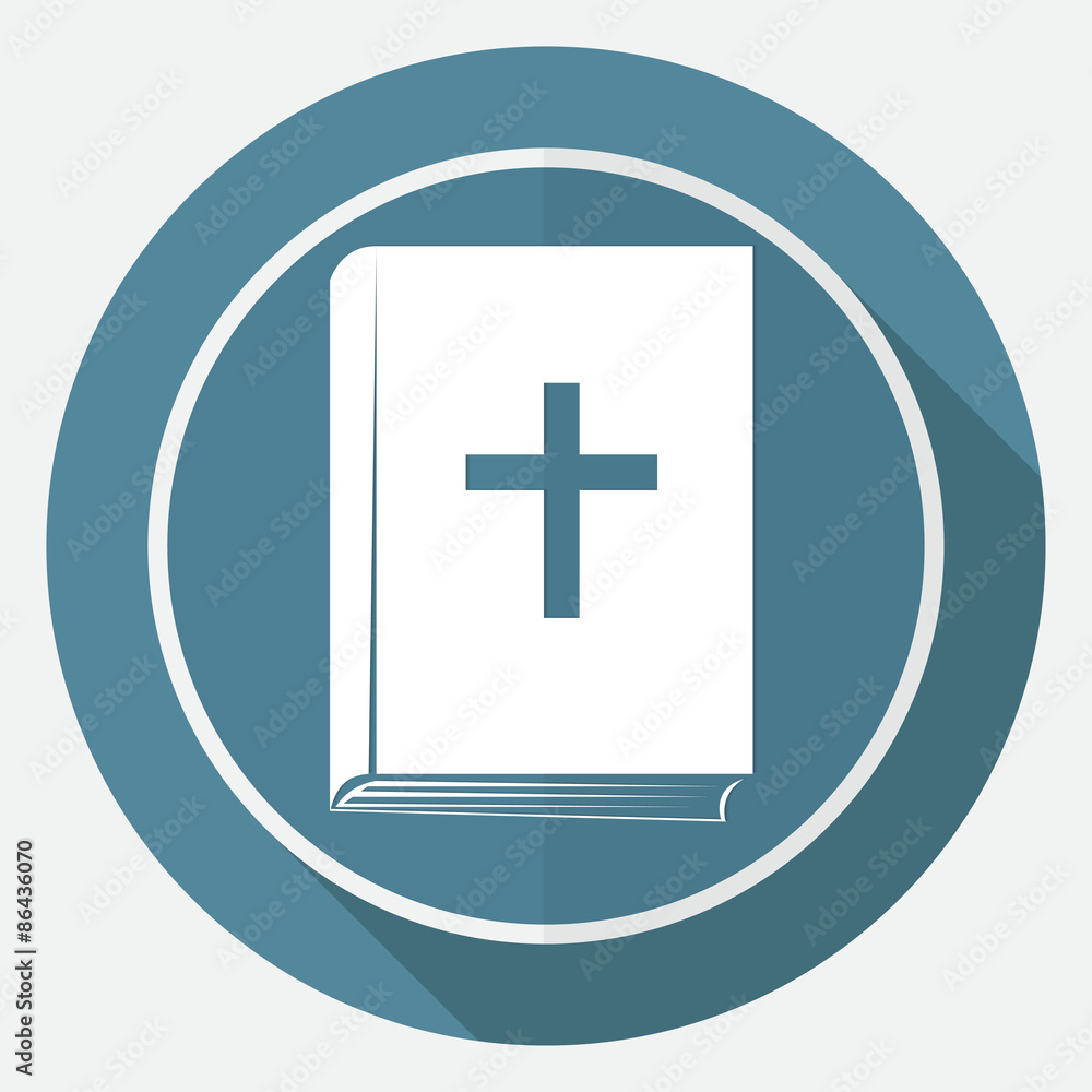 Book icon on white circle with a long shadow Book icon on white circle with a long shadow