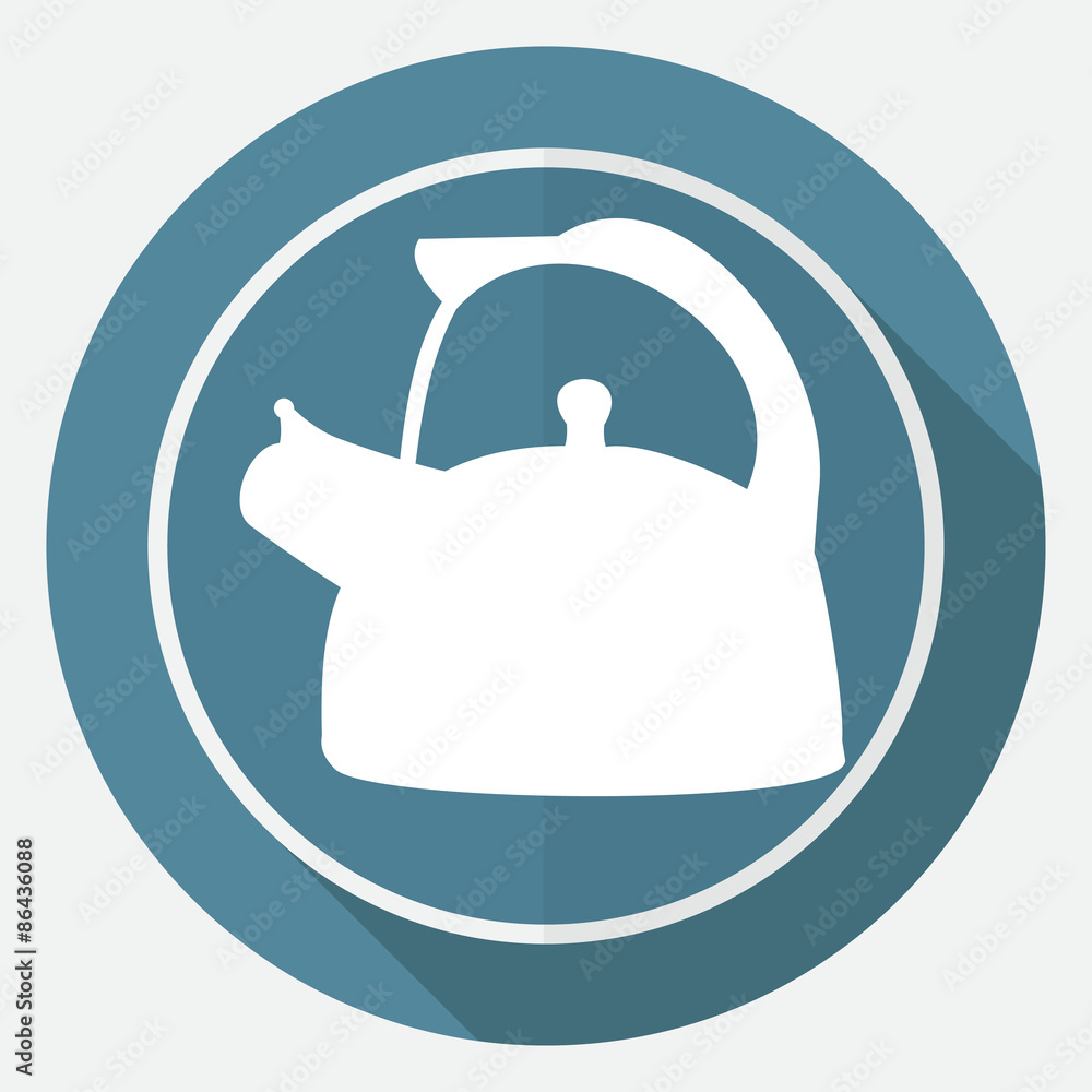 Icon Tea maker on white circle with a long shadow Icon Tea maker on white circle with a long shadow