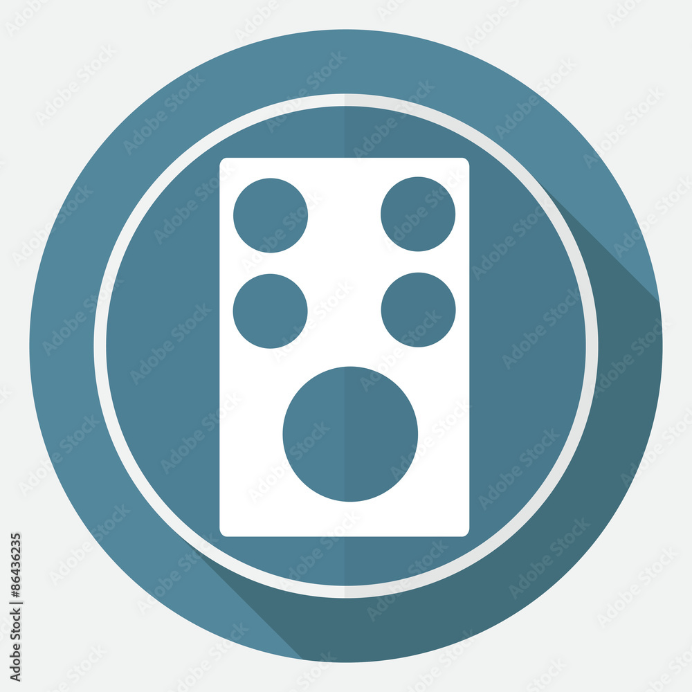 Speaker icon on white circle with a long shadow Speaker icon on white circle with a long shadow