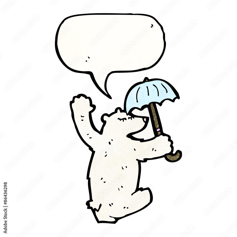 cartoon polar bear with umbrella cartoon polar bear with umbrella