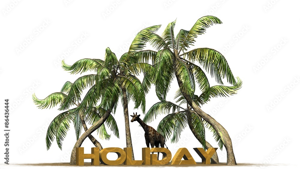 Holiday lettering with palm trees - separated on white background Stock ...