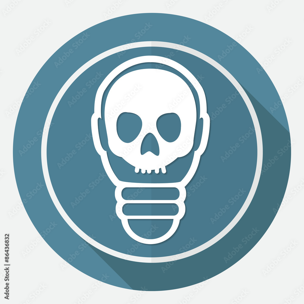 Icon Light bulb on white circle with a long shadow Icon Light bulb on white circle with a long shadow