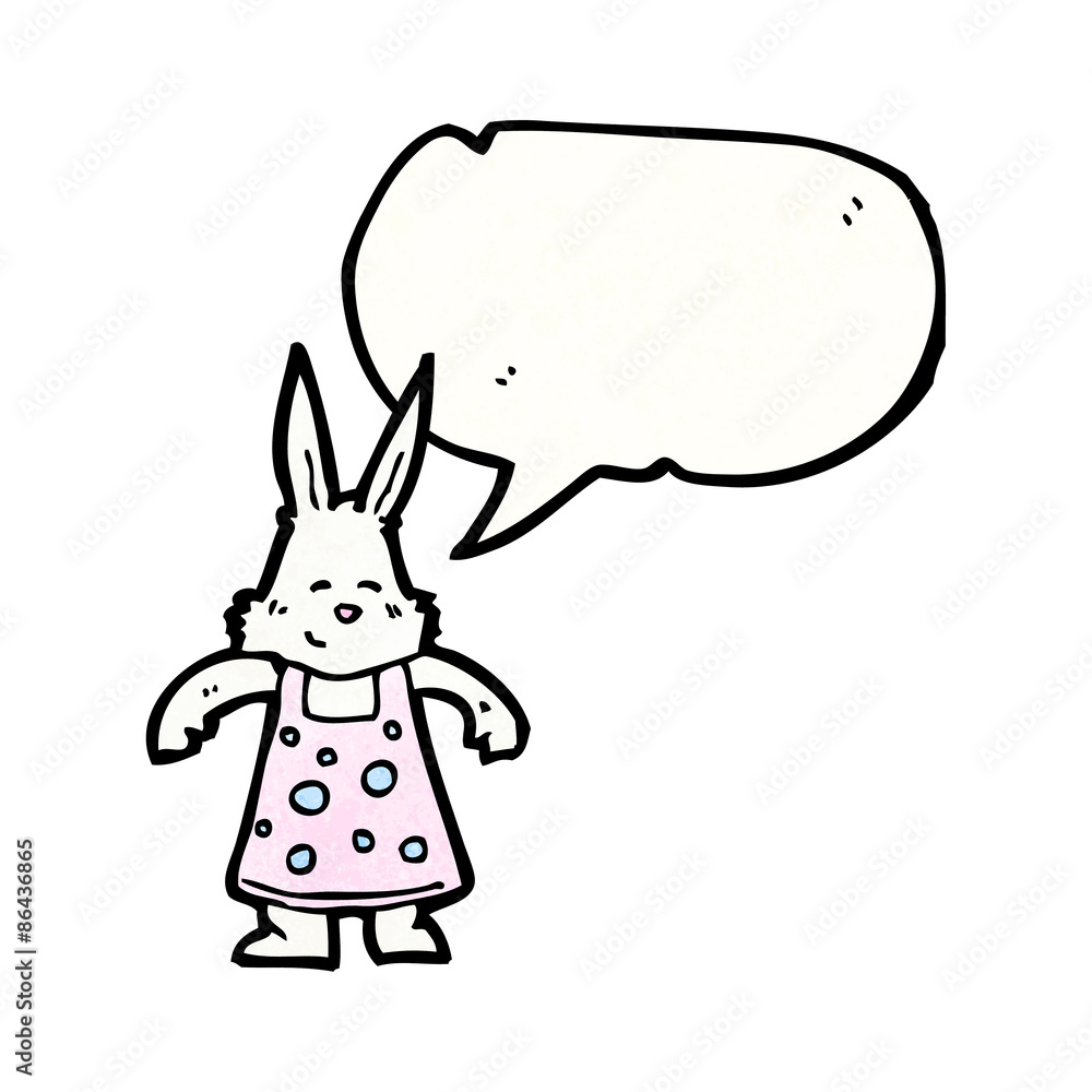 Obraz premium cartoon rabbit with speech bubble