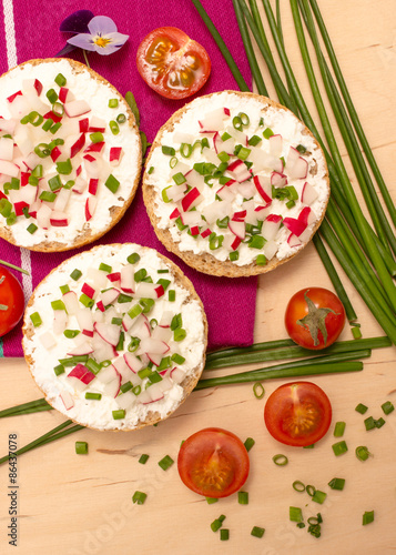 buns with cottage cheese and fresh radish