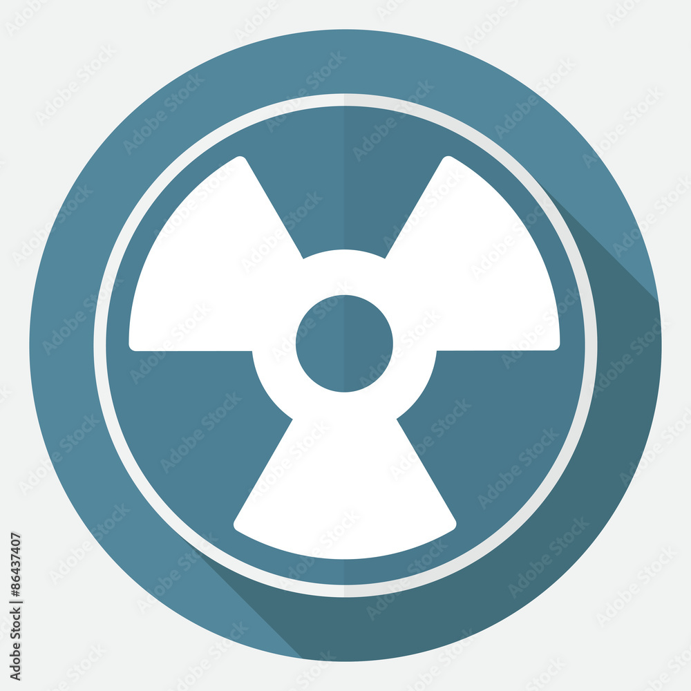 radiation symbol on white circle with a long shadow radiation symbol on white circle with a long shadow