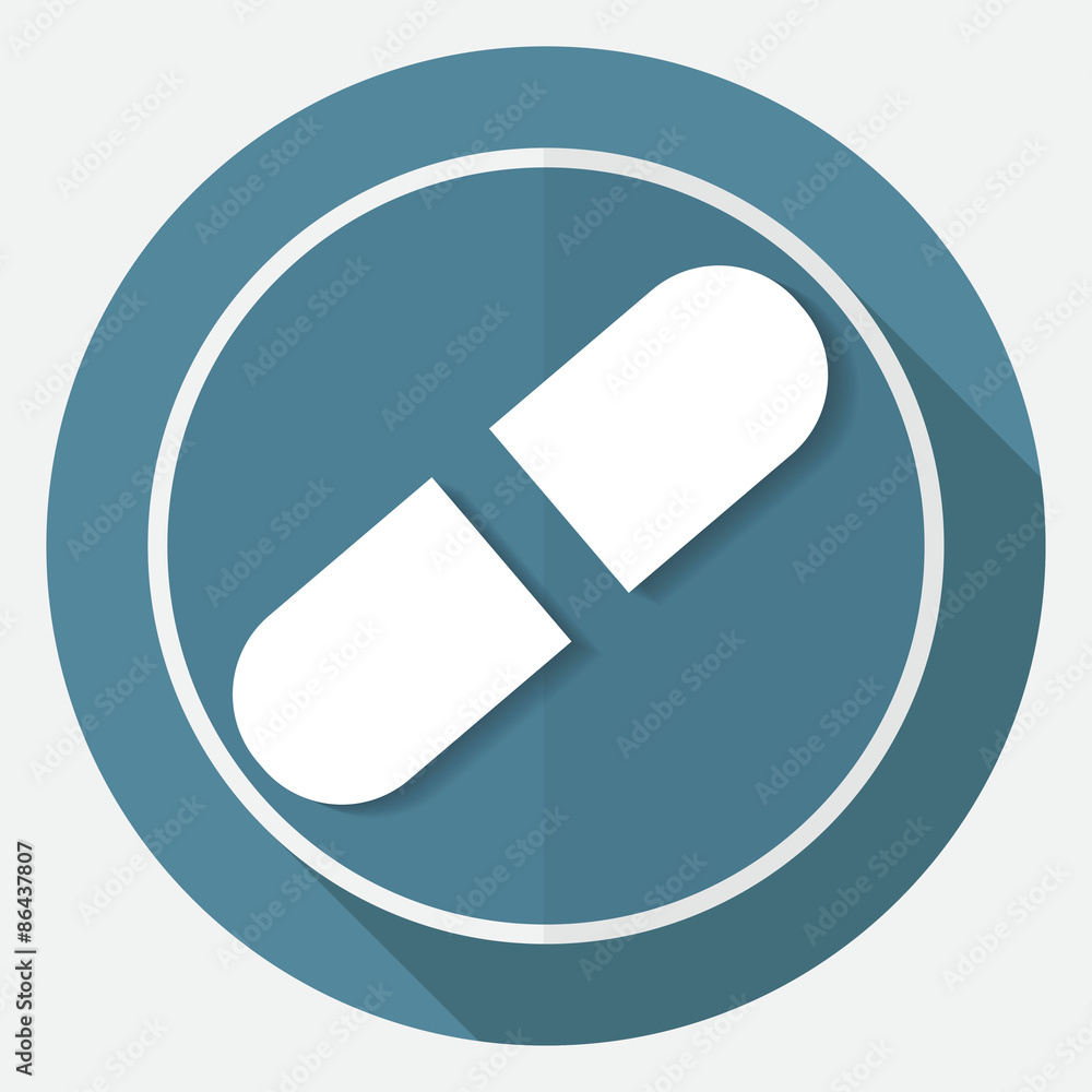 medicine icon on white circle with a long shadow medicine icon on white circle with a long shadow