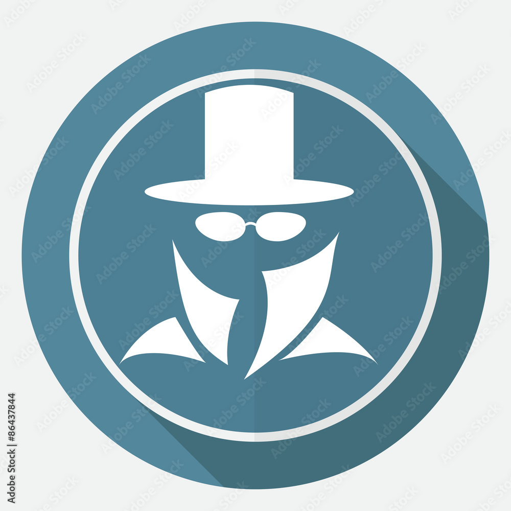 Man in suit. Secret service agent icon a long shadow Man in suit. Secret service agent icon a long shadow