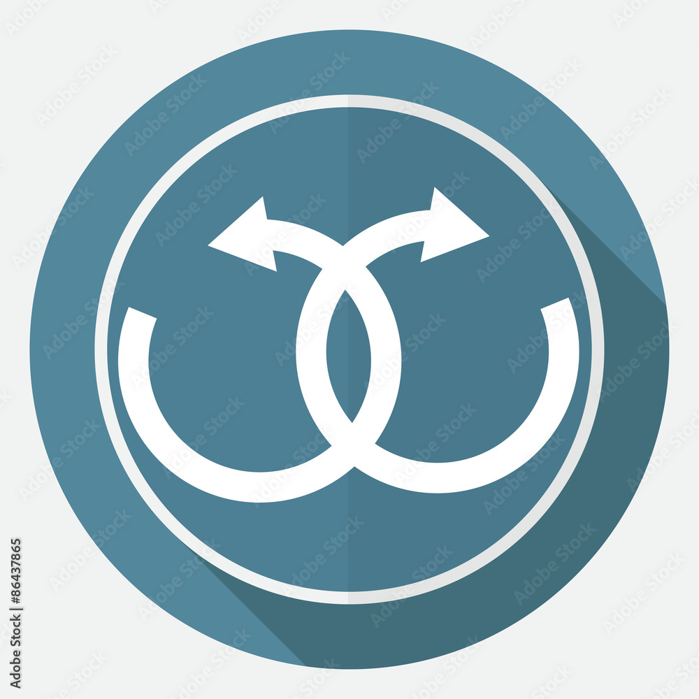 infinity sign on white circle with a long shadow infinity sign on white circle with a long shadow