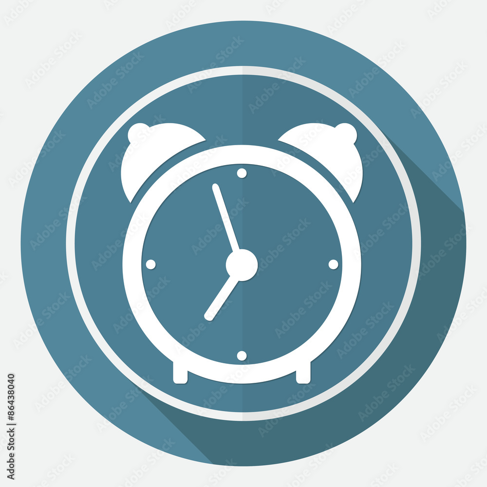 clock icon on white circle with a long shadow clock icon on white circle with a long shadow